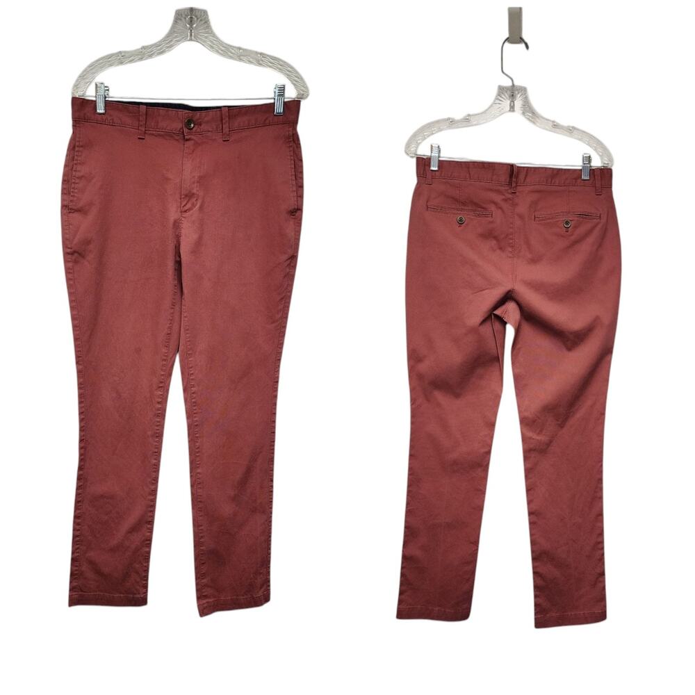 Banana Republic Mens Aiden Fit Pants Straight Flat Front 31x32 Color Coral